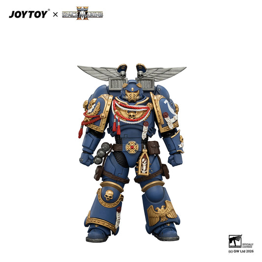 Toy figure with detailed armor and accessories on a white background, featuring JOYTOY branding.