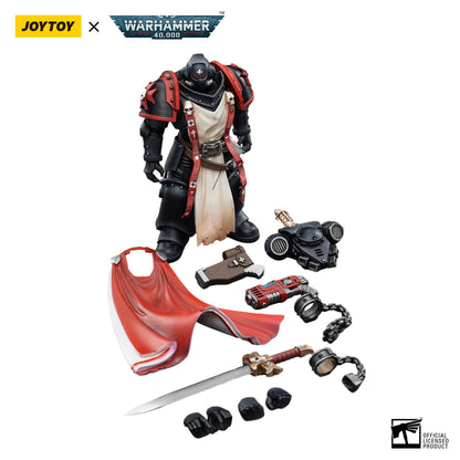Toy figure with accessories on a white background, featuring Joytoy and Warhammer branding.