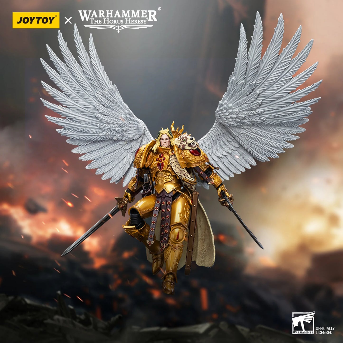 Warhammer figurine with wings and armor, featuring JoyToy branding.