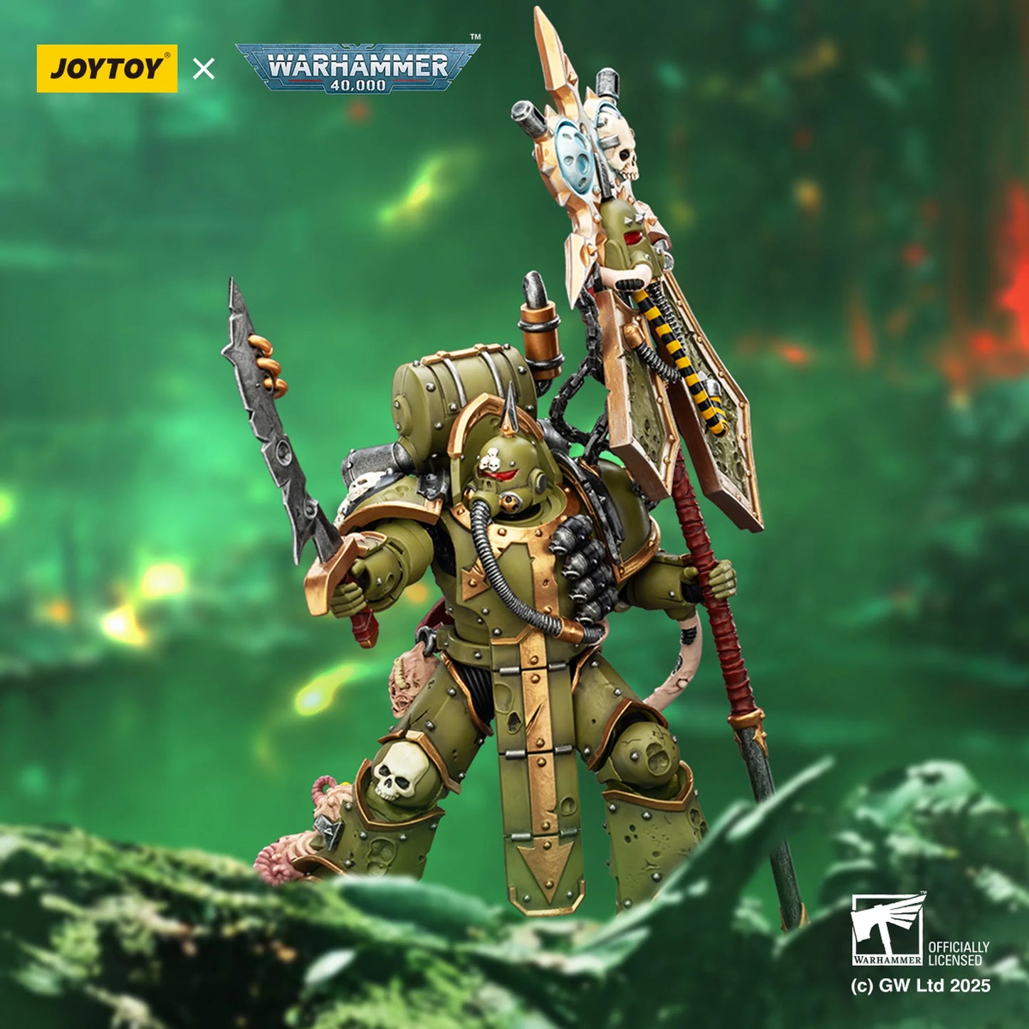 Death Guard Plague Marine Icon Bearer with Boltgun and Plague knife