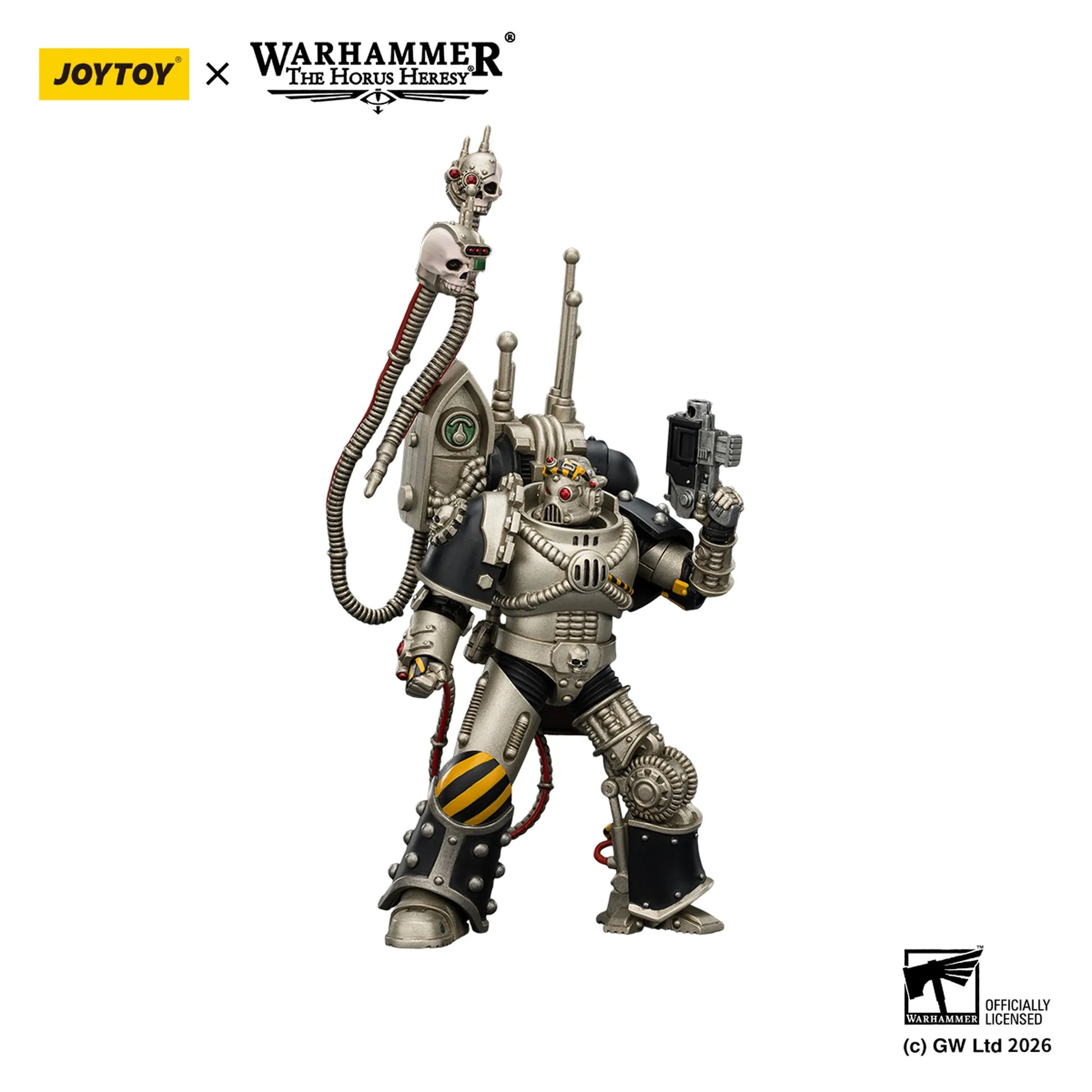 Toy figure with intricate design on a white background, featuring Joytoy and Warhammer branding.