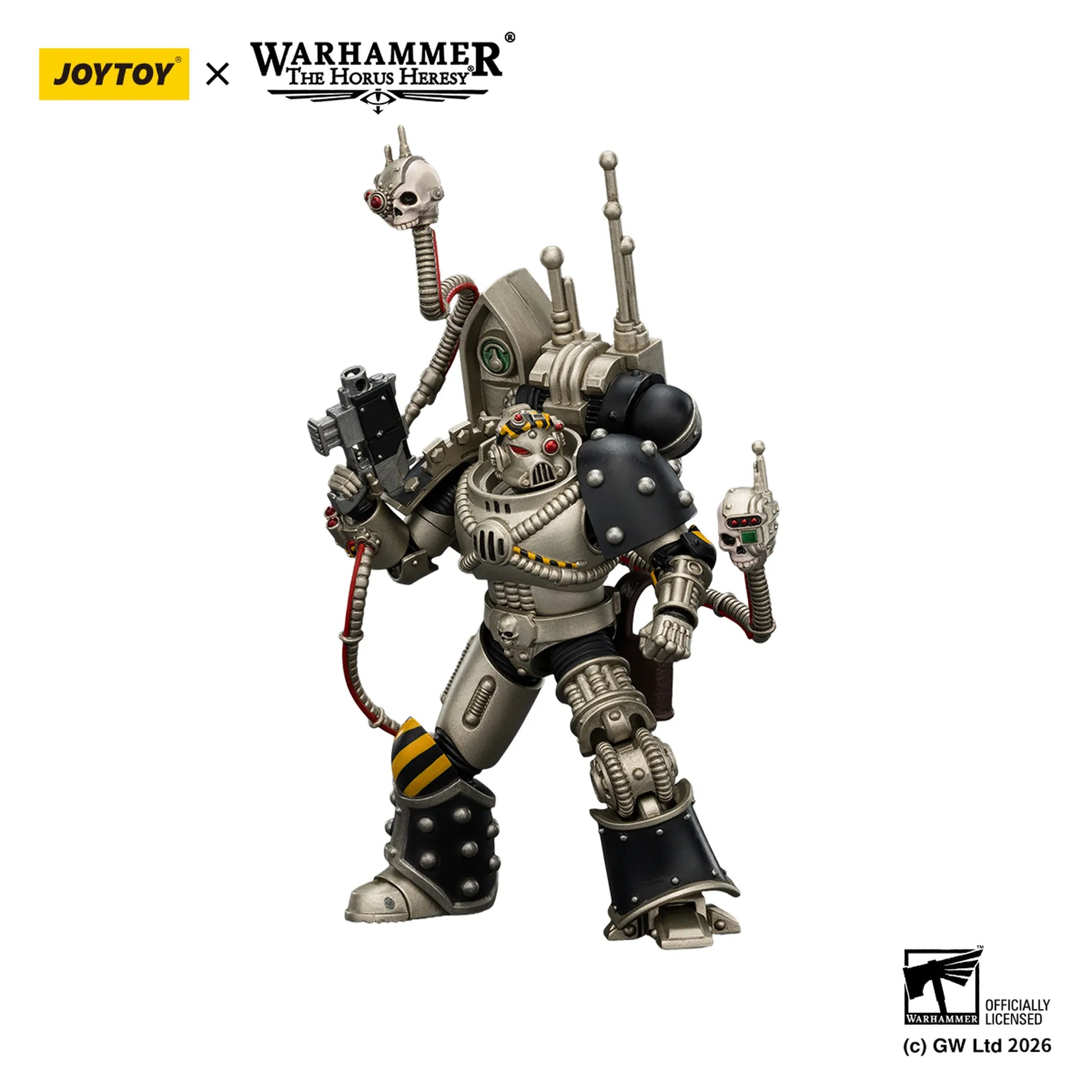 Toy figure from Warhammer The Horus Heresy with Joytoy branding on a white background