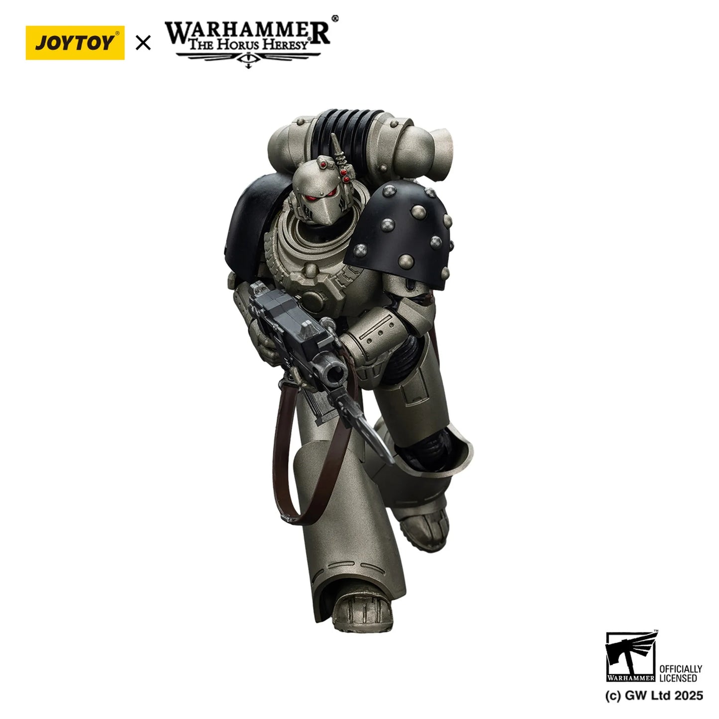 Mechanical figure with Joytoy and Warhammer branding on a white background