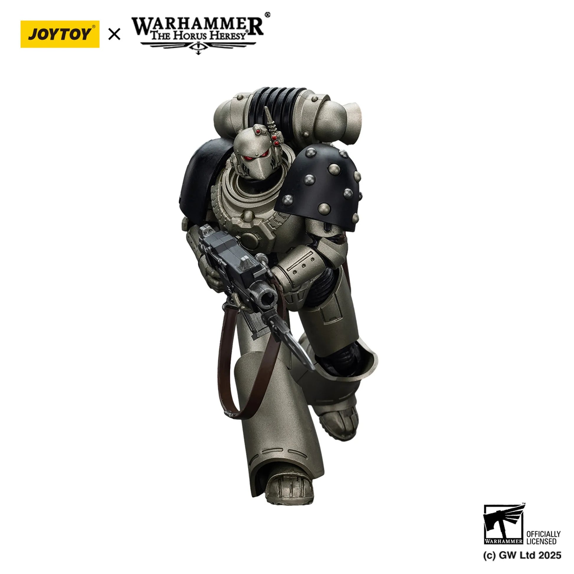 Mechanical figure with Joytoy and Warhammer branding on a white background