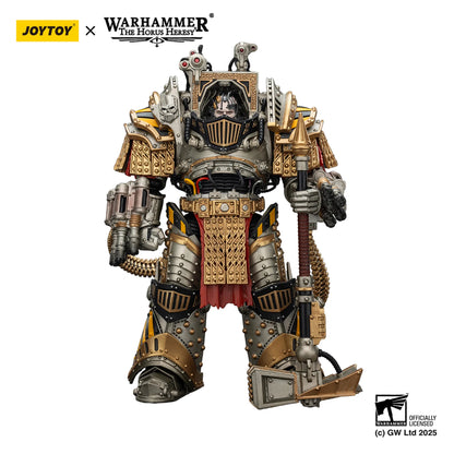 Toy figure of a warrior in ornate armor with Joytoy and Warhammer branding.