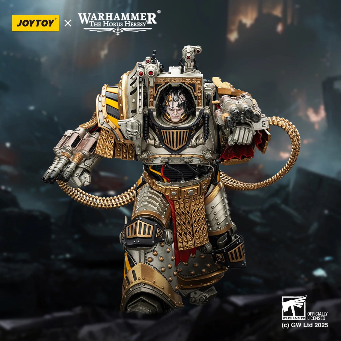 Warhammer figurine with Joytoy branding on a dark background