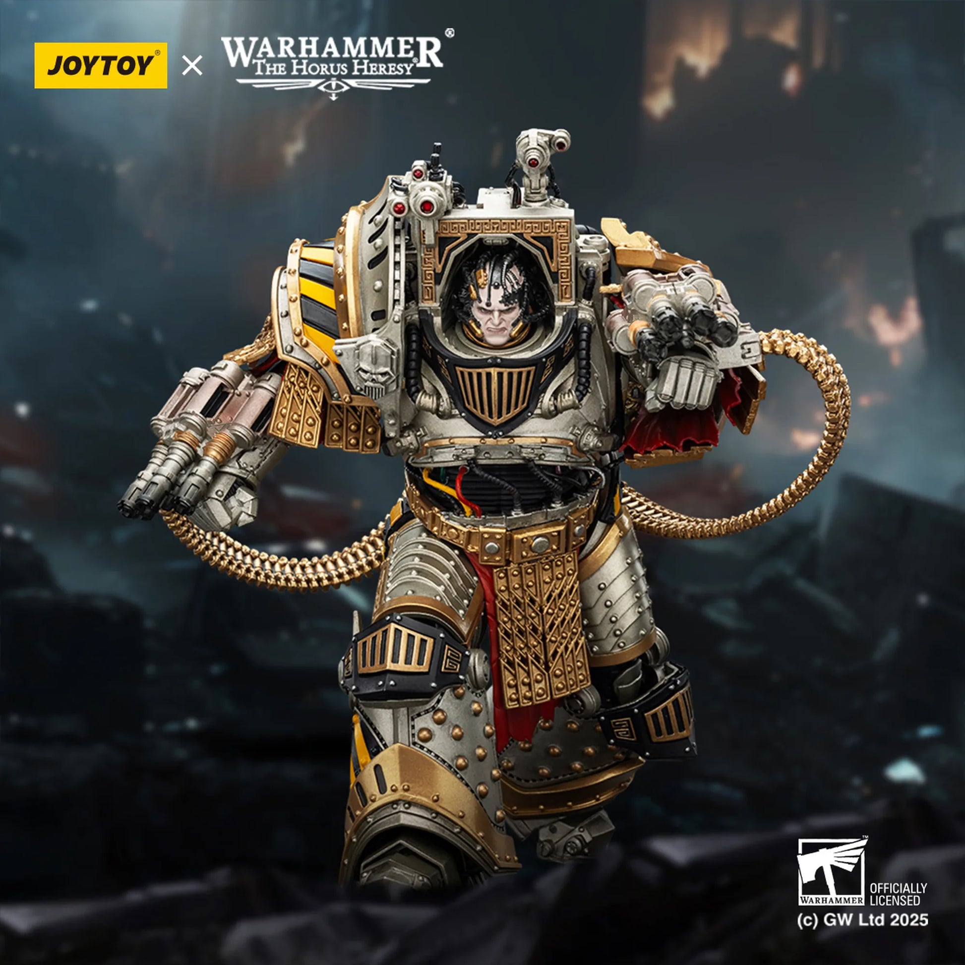 Warhammer figurine with Joytoy branding on a dark background