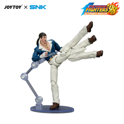 Action figure from JOYTOY x SNK with dynamic pose on a white background