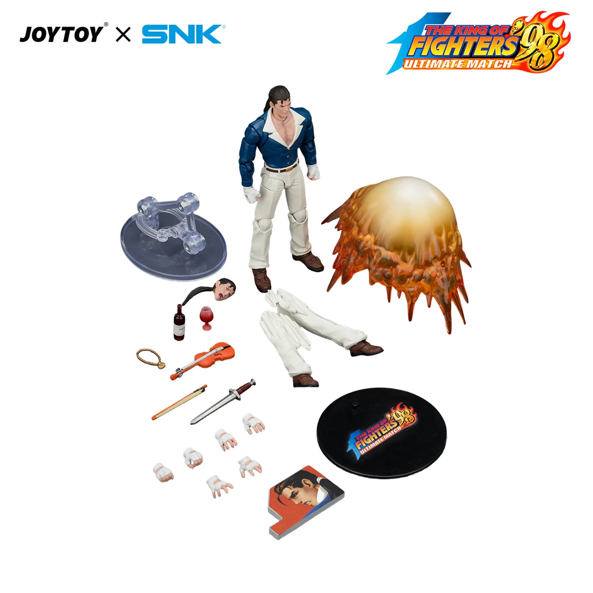 JOYTOY x SNK figure set with character and accessories on a white background