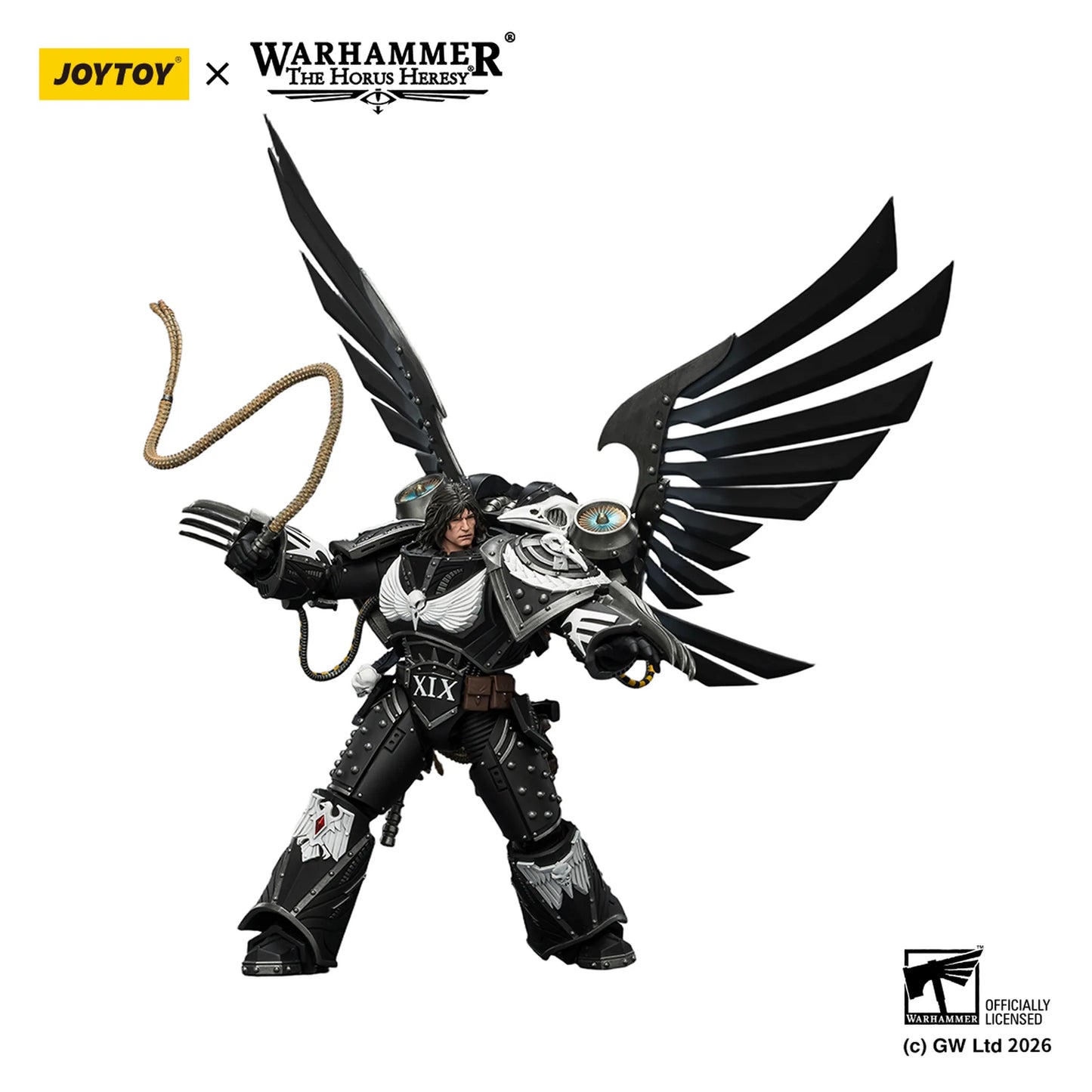 Toy figure with wings and armor, branded with Joytoy and Warhammer, on a white background.