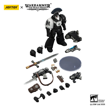 Toy figure set with accessories on a white background, featuring Joytoy and Warhammer branding.