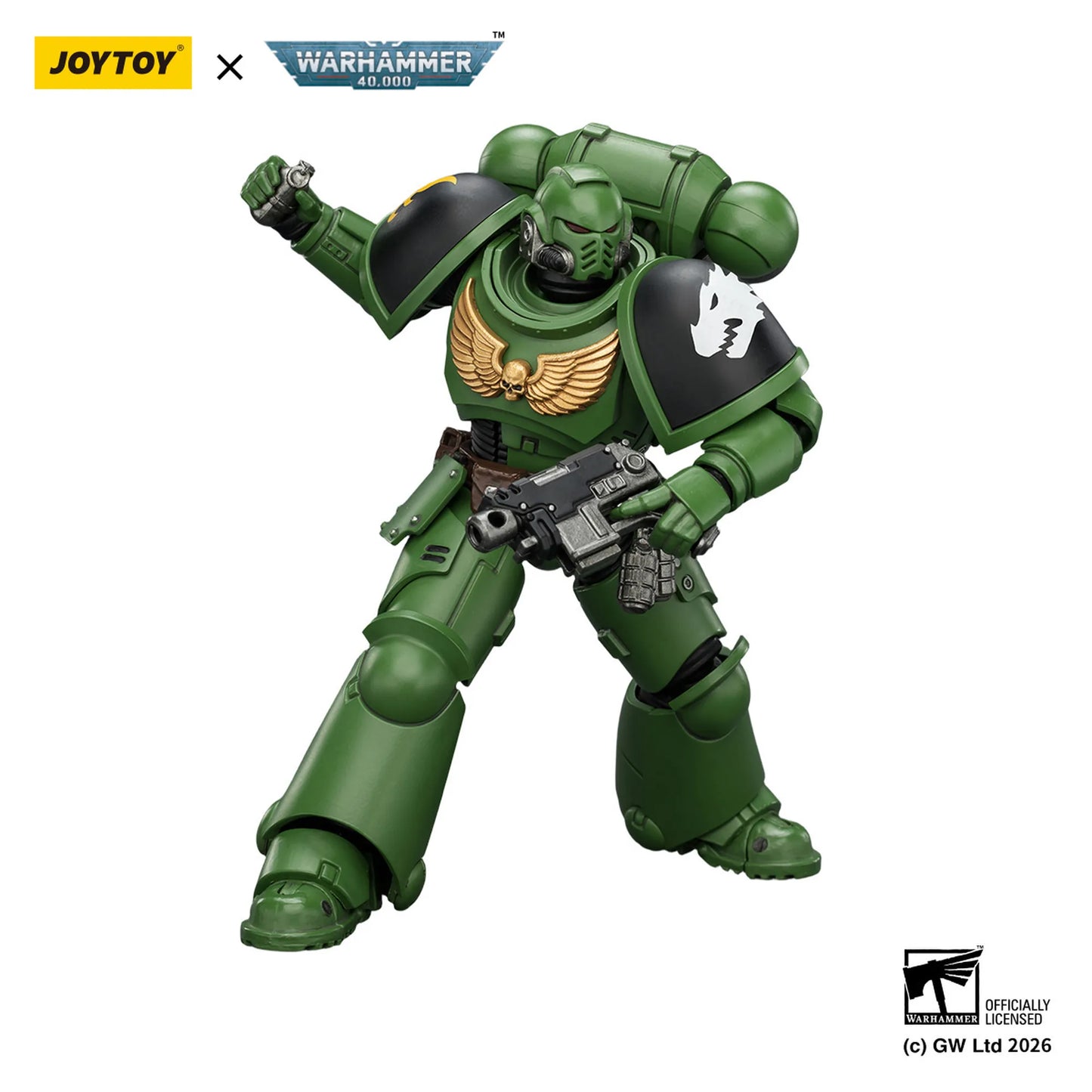 Green action figure with Joytoy and Warhammer branding on a white background