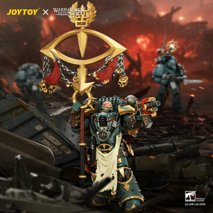Sons of Horus Maloghurst the Twisted, the Warmaster's Equerry with Legion Standard and Banestrike Bolter