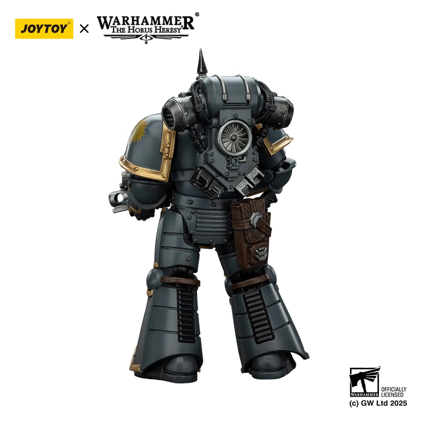 Mechanical figure with Joytoy and Warhammer branding on a white background