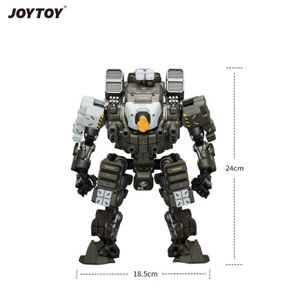 Toy robot figure with dimensions on a white background, featuring the JOYTOY brand.