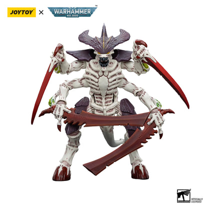 Toy figure with red and brown weapons on a white background, featuring Joytoy and Warhammer logos.