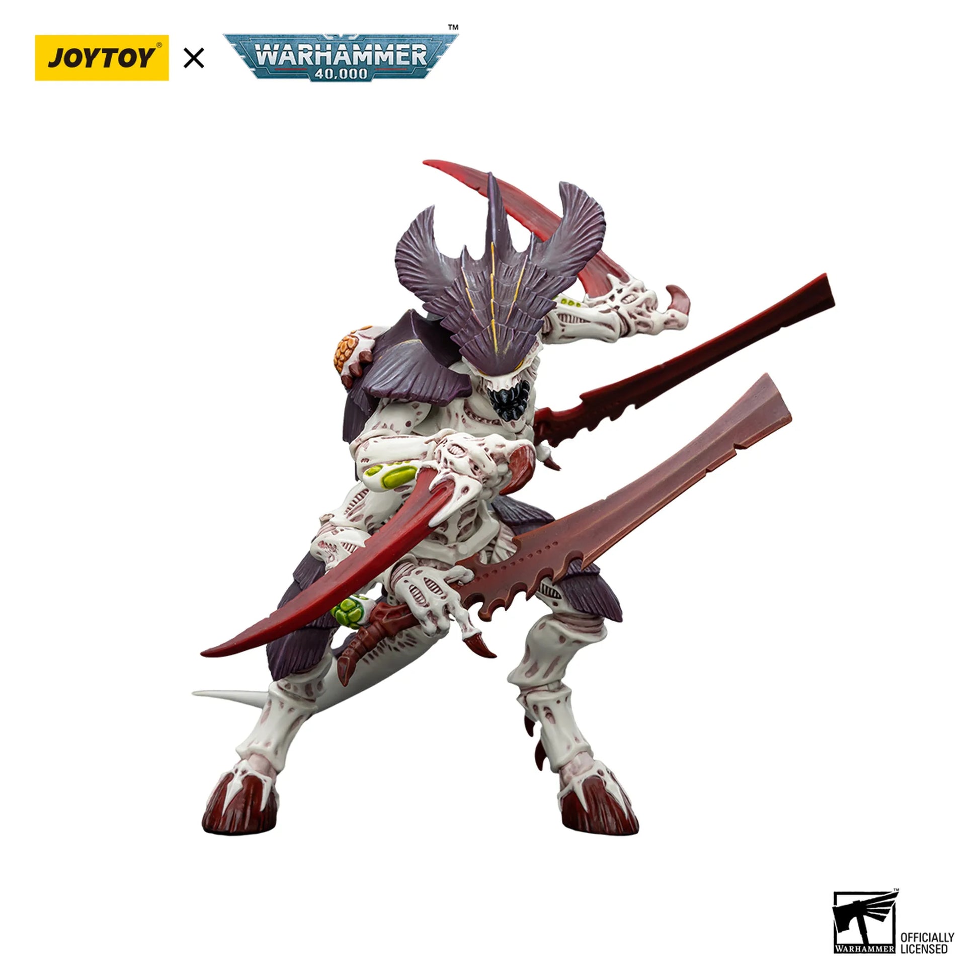 Toy figure with a weapon, branded with Joytoy and Warhammer 40,000 logos on a white background.