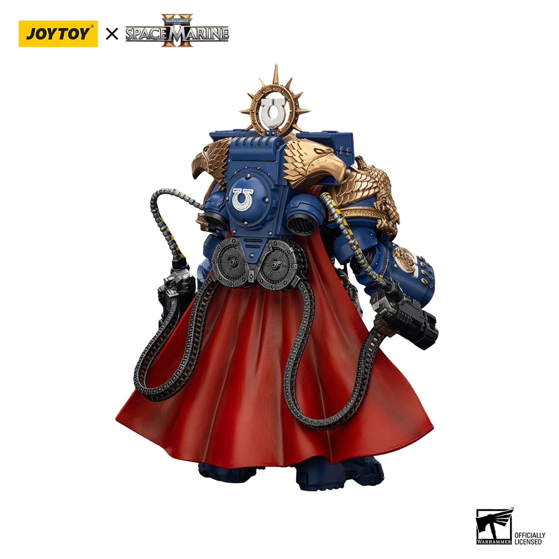 Action figure with red and blue outfit on a white background