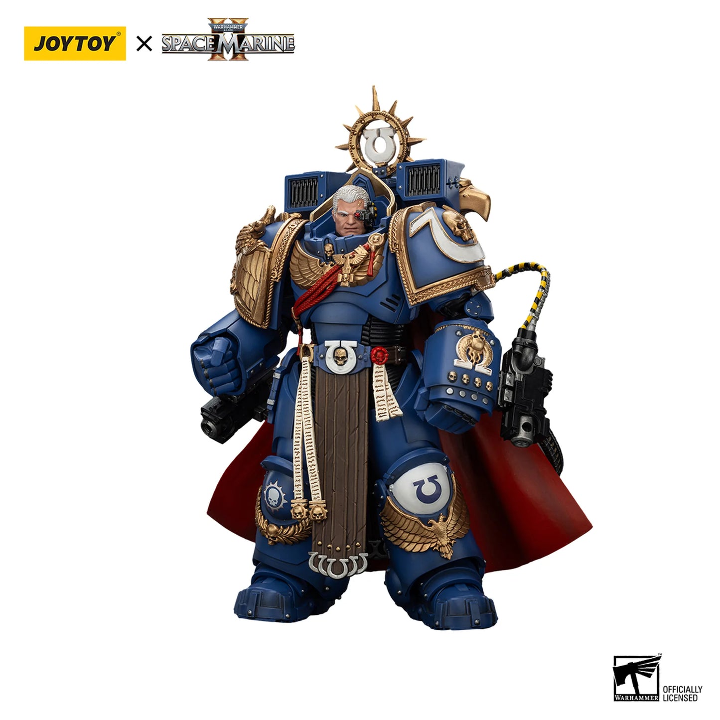 Toy figure of a Space Marine with Joytoy branding on a white background