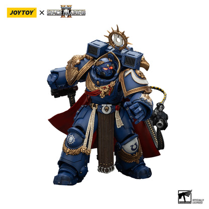 Toy figure of a Space Marine with Joytoy and Space Marine branding on a white background