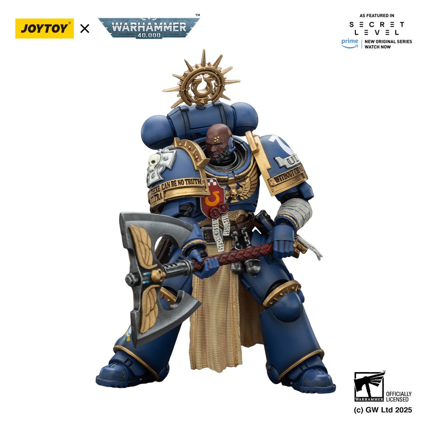 Warhammer 40,000 figurine with JoyToy branding on a white background
