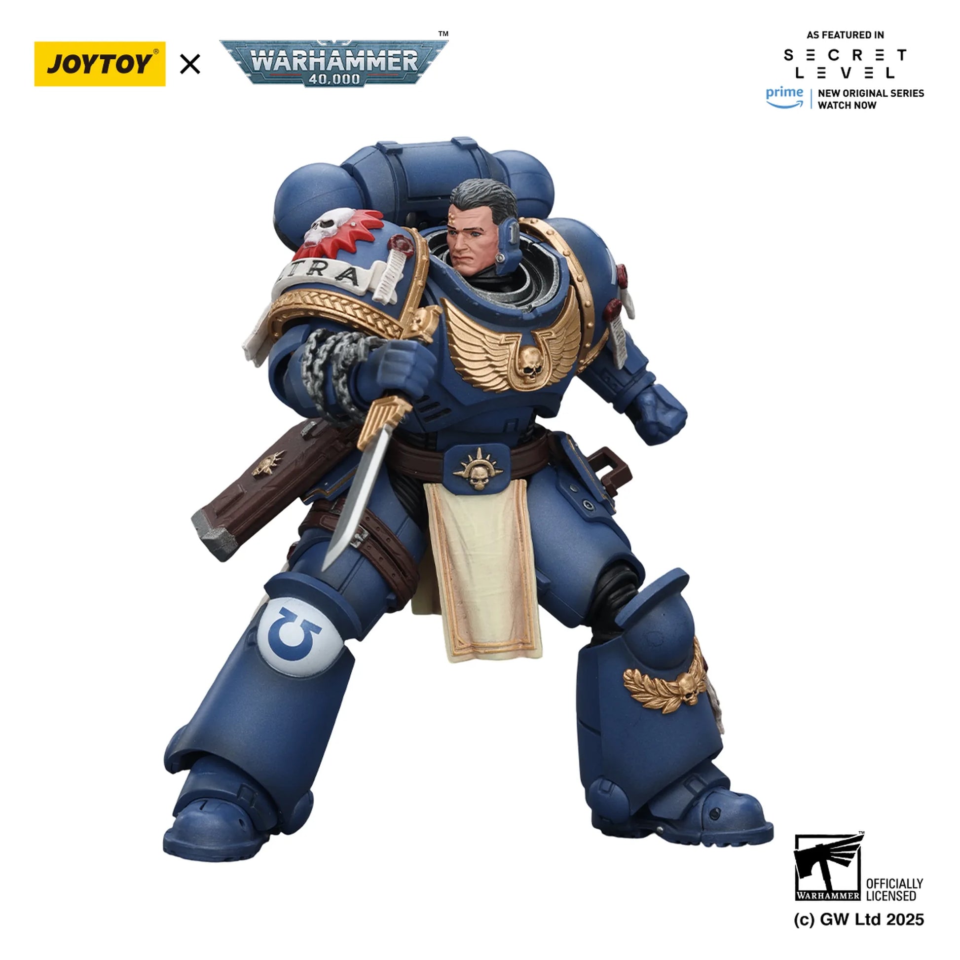Toy figure of a character from Warhammer 40,000 with Joytoy branding.