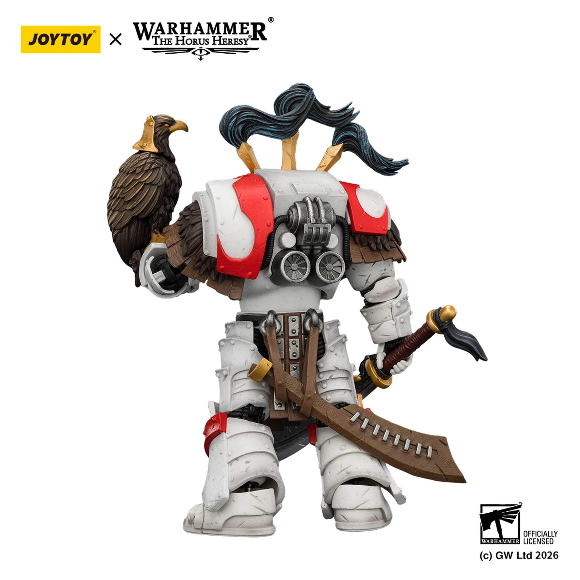 Warhammer figurine with an eagle on a white background, featuring Joytoy and Warhammer branding.